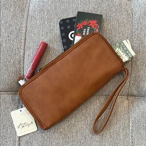 NWT Free People Brown Wristlet Wallet